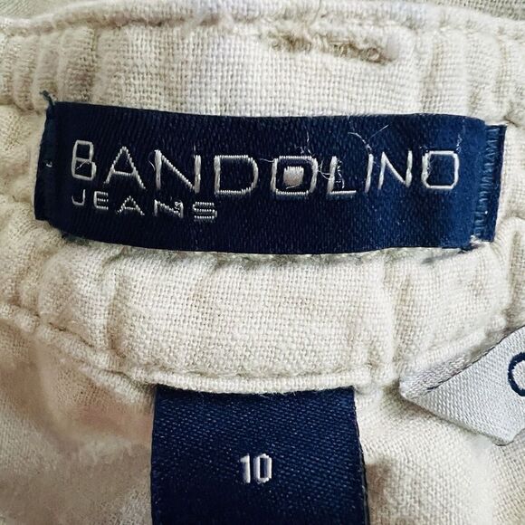 Bandolino Colette Cream Color Linen Blend Side Tie Lightweight Capri Pants - 10 - Picture 7 of 9